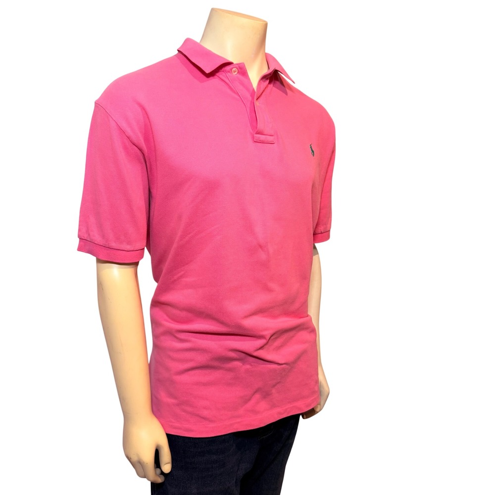 Polo Ralph Lauren Mens XL Hot Pink Short Sleeve Pique Polo Shirt Green Pony Logo - Picture 2 of 12